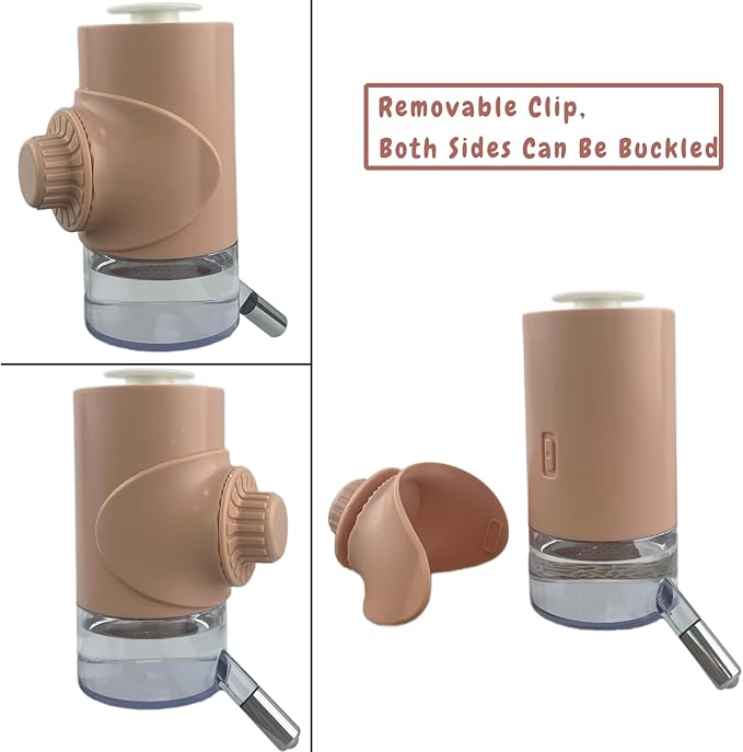 No Drip Top Fill 17oz/ 500ml Water Bottle Hanging Cage Leakproof Water Dispenser, Crate Auto Water Feeder Feeding for Cats, Dogs, Bunnies, Chinchilla Small Animals (Pink)