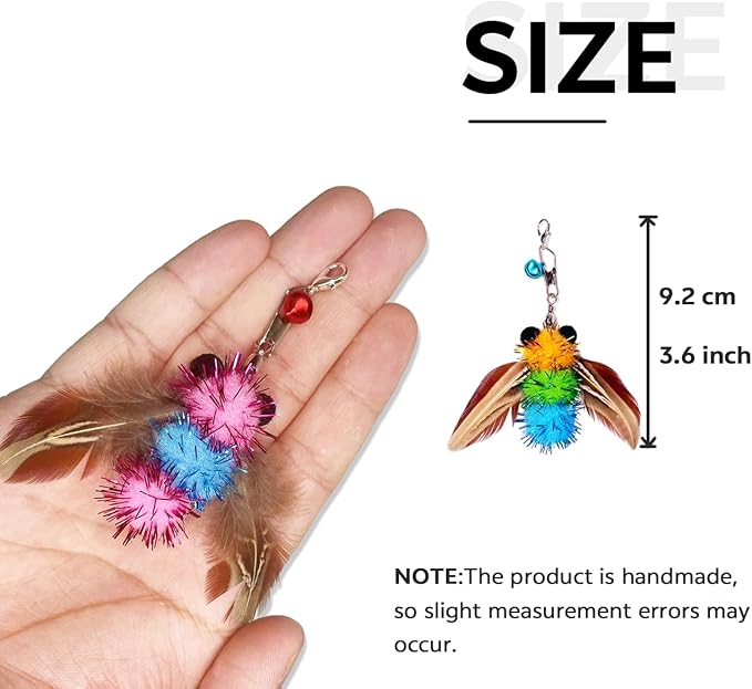 Cat Feather Toys,6 Pcs Coloful Artificial Insects Bees Refills,Cat Wand Attachment Toys for Kitten Cats Wand(6Pcs Bees