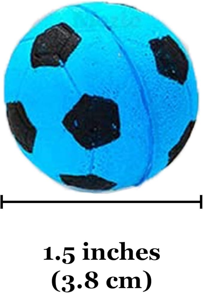 Meric CoCoo 1.5-Inch Soft Foam Cat Soccer Balls, Bouncy & Lightweight, Interactive Indoor Play Toys for Kittens & Cats, Quiet & Durable, Bright Colors, 12-Pack
