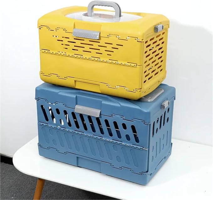 Portable Foldable Pet Kennel, Breathable Check-in Carrier for Cats and Small Dogs(Blue)