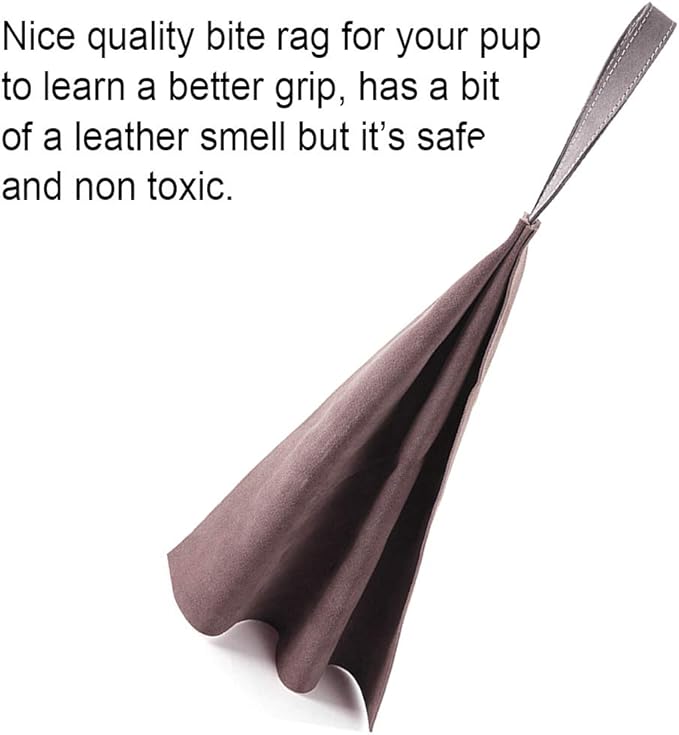 Storystore Leather Puppy Bite Rag Dog Tug Toy with Handle Tug of War Dog Toy Interactive Toys Toys for Small Medium Large Dogs Grip Development, Training and Bite Inhibition