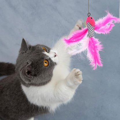 balacoo Cat Teaser Replacement Heads Fish Shaped 3 Pieces Lightweight Interactive Wand Toy for Indoor Cat Play and Exercise