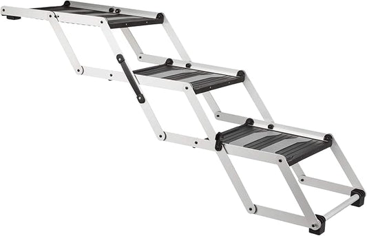 TRIXIE Foldable Aluminum Pet Steps for Dogs Up to 165 Pounds Adjustable from 19.5 to 27.5 Inches