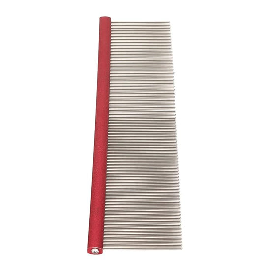 Dog Comb, Stainless Steel Metal Dog Comb Pet Comb with Rounded Ends for Both Short-Haired and Long Haired Breeds(Red)