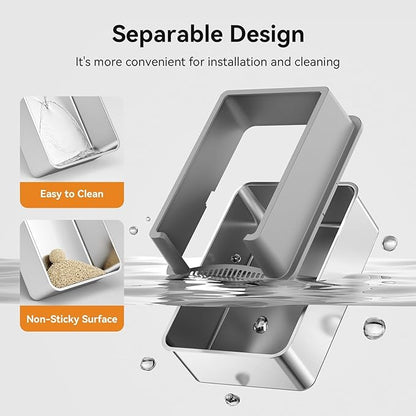 2 Pack 28" Extra Large XXXL Stainless Steel Cat Litter Boxes with Lid Metal Cat Litterbox Pan for Big Cats and Multiple Cats, Anti-Leakage, Easy Cleaning, Include Scoop