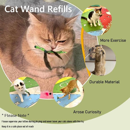 Cat Feather Cat Toy Attachments, 2 Pcs Simulation Insects Mantis Refills, Cat Toys Replacement Feathers for Cat Wand, Interactive Kitten Teaser Wand Attachments