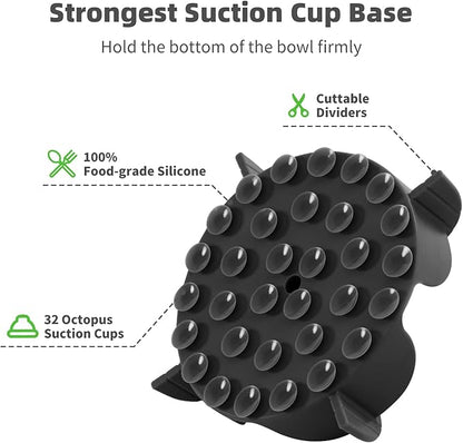 Jaoul Slow Feeder Dog Bowls Insert for Large Breed, 7 Inch Cuttable Slow Feeder Insert with 32 Octopus Suction Cups for Medium Large Size Dog Food Bowl (X-Large, Black)