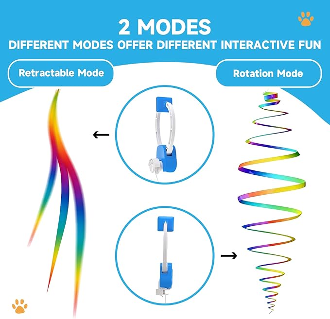 Interactive Cat Toy for Indoor Cats, 360° Auto-Rotating Door Hanging Teaser with Motion Activation, USB-C Rechargeable Quiet Self Play Cat Toy for Bored Indoor Adult Cats and Kittens