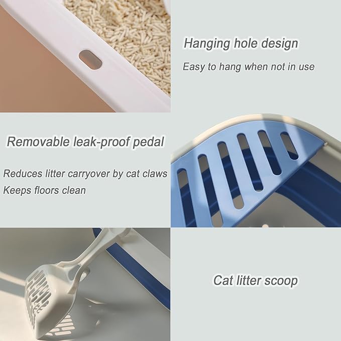 Collapsible Small Cat Litter Box for Kittens Open Potty Pan Travel Foldable Waterproof Shallow Anti-Splash Removable Semi-Enclosed Kitten Kitty Puppy Small Animals Senior Pet (Pink)