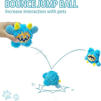 Plush Squeaky Dog Toy Ball, Chew Guard, Soft and Comfortable, Training and Companionship, Little Monster Puppy Toys Suitable for All Breeds, (Blue, Small)