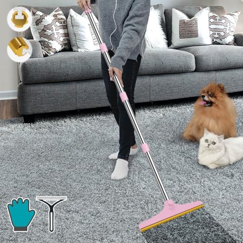 B-Land Carpet Rake for Pet Hair Removal, Carpet Scrape for Rug Pink by B-Land