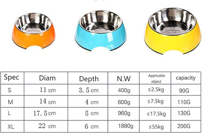 Pet Bowls Stainless Steel Dog Cat Pet Bowl Universal Pet Water and Food Bowls 4 Sizes and 5 Colors Available (S, Orange)