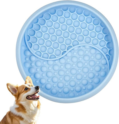 Dog Lick Bowl - Non-Slip Slow Feeder & Licking Mat, Interactive Pet Enrichment Toy for Anxiety Relief and Boredom, BPA Free Silicone Treat Dispenser (Light Blue)