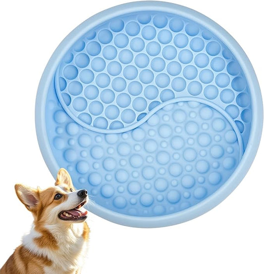Dog Lick Bowl - Non-Slip Slow Feeder & Licking Mat, Interactive Pet Enrichment Toy for Anxiety Relief and Boredom, BPA Free Silicone Treat Dispenser (Light Blue)