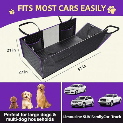Dog Car Seat Cover with Mesh Window | Waterproof 600D Heavy Duty Nonslip Scratch Proof Hammock | Universal Fit for SUV, Truck, Car