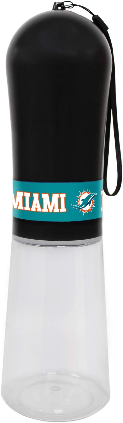 Pets First Dog Water Bottle. NFL Miami Dolphins PET Water Bottle. Best Cat Water Bottle. Water Fountain Dispenser for Dogs & Cats., Black, 13.5oz (DOL-3344)