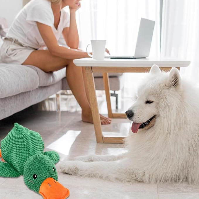 2024 New Quack-Quack Duck Dog Toy, Durable The Mellow Dog Calming Duck Dog Toy, Yellow Stuffed Dog Cat Pet Squeak Chew Toys for Dogs Indoor Puppy (BC Small)