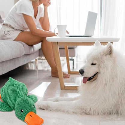 2024 New Quack-Quack Duck Dog Toy, Durable The Mellow Dog Calming Duck Dog Toy, Yellow Stuffed Dog Cat Pet Squeak Chew Toys for Dogs Indoor Puppy (ABC)