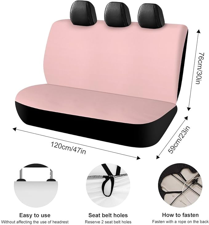 Car Interior Decor Seat Cover, Universal Stretch Back Seat Protector, Car Accessories Rear Bench Seat Covers for Trucks SUV Compatible with Pink