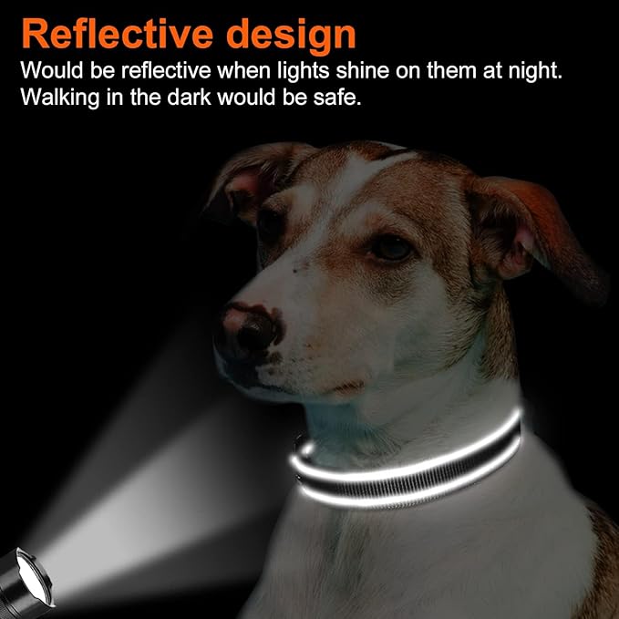 Joytale Reflective Dog Collar, Soft Neoprene Padded, Metal D-Ring, Nylon Pet Collar Adjustable for Medium Dogs, Black, M