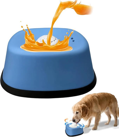 Slow Feeder Dog Bowl for Liquid Treats & Bone Broth - Anti-Slip with Interactive Obstacle Ball, 3/4 Cup Lick Bowl for Yogurt, Post-Op Nutrition, All Ages & Small Medium Large Breeds (Blue)