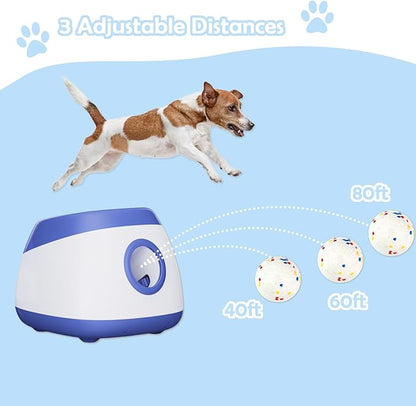 Automatic Dog Ball Thrower Launcher Interactive Toys, Auto Dog Ball Launcher for Medium to Large Dogs, Remote Control Tennis Balls Machine for Dogs, Pet Mental Stimulation Toys, with 6 Balls