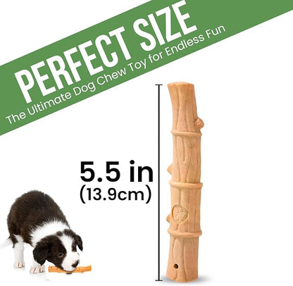 Durable Non-Splintering Dog Chew Toy for Small Breeds – 5.5” Bamboo-Shaped Stick with Natural Wood Bits, Eco-Friendly, Non-Toxic, Long-Lasting for Aggressive Chewers