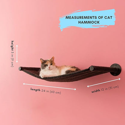 Cat Hammock Wall Shelf, Wall Mounted Furniture for Cat Support up to 33 lb, Black Hammock