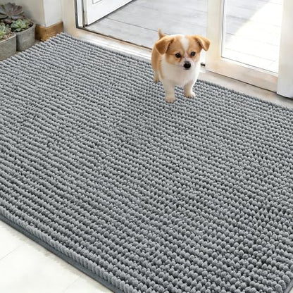 OLANLY Dog Door Mat for Muddy Paws 48x30, Extra Absorbent Chenille Mud Mat by OLANLY