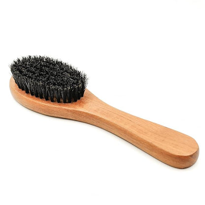 Pet Soft Brush with Wood Handle and Boar Bristle Hair - Soft Cat and Dog Grooming Brush for Short Hair Cats and Small Dogs - Gentle Massage and Dandruff Removal (Cat)