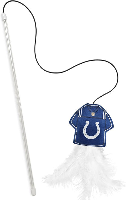 NFL Indianapolis Colts Team Jersey Wand with CAT NIP, Cat Toy Jersey Shaped Plush Teaser Toy for Cats & Kittens - Interactive Pet Toy for Play & Exercise