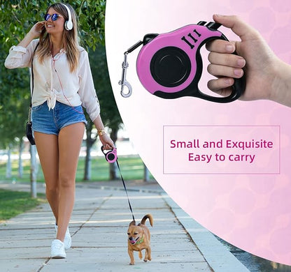 Retractable Dog Leash 16ft, Tangle-Free Expandable Leash for Medium Dogs Up to 33lbs, Easy-Adjust Lock & Anti-Slip Handle for Safe Walks