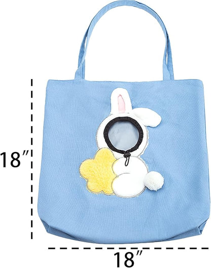 Pet Canvas Shoulder Carrying Bag, Cute Rabbit Shaped Cat Carrier, L Size Portable Kitten & Puppy Tote, Comfort Carriers for Small Dogs, Cats, and Pets, Handbag for Outdoor, Shopping, and Camping