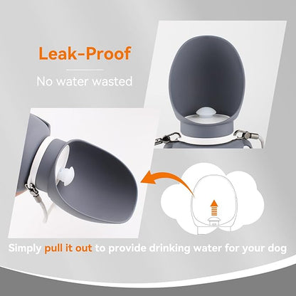 PETLESO Dog Water Bottle, Portable Dog Water Dispenser, 27 OZ Leakproof Pet Bottle Kettle for Doggy Cats Outdoor Walking/Hiking/Travel Driking, Grey