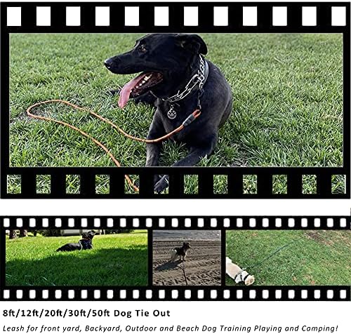 BTINESFUL Dog Tie Out Rope, 20ft Long Tether Dog Lead for Yard, BeigeBlack - Image 6