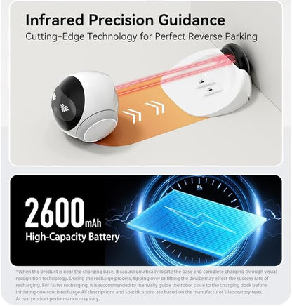 Pet Camera Robot Home Security Camera, 1080P Pet Camera, Movable Home Robot, Custom Facial Expression, Auto-Recharge, Battery-Operated, 2-Way Talk, Night Vision, APP Remote Control for Cats Dogs