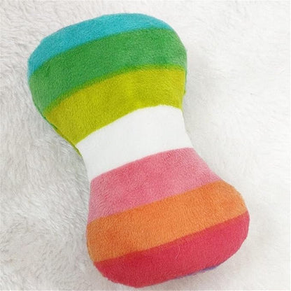 2 Pcs Colourful Dog Plush Vocal Toy Rainbow Dog Bone-Shape Chewing Toy Pet Supplies for Pet Playing Use Adorable Quality and Practical Attractive and Professional Dogs Chew Toys，Dogs Toys