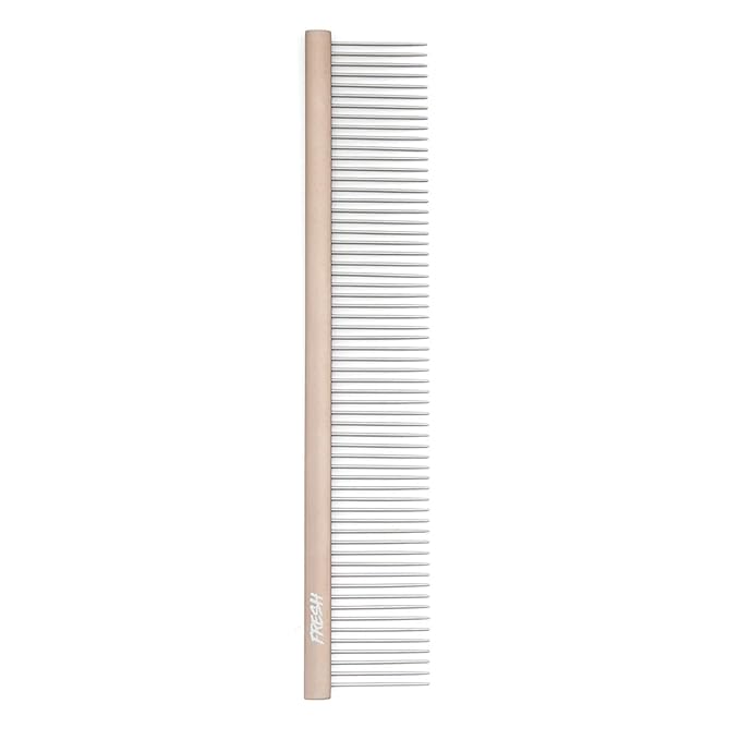 Fresh Ultra Wide XL Metal Pet Comb, Oval Aluminum Handle, Wide Tooth Spacing, Metal Grooming Comb for Dogs, 9.75"