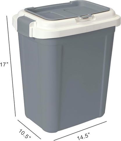 Ashfield & Harkness: Airtight Pet Food Storage Container - 23 Qt, Grey - Holds 20 lbs, Lightweight Bin & Measuring Scooper, Dogs-Cats-Animal Supplies