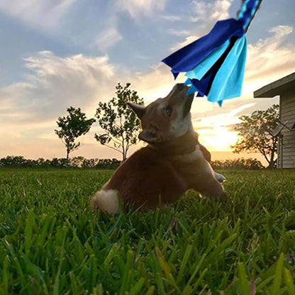 Interactive Dog Toys - Extendable Flirt Pole with 2pcs Fleece Lure Tugs for Dog Outdoor Entertainment, Train and Exercise, New Blue