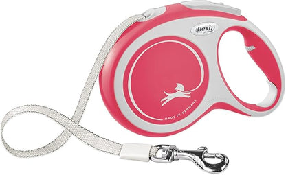 FLEXI New Comfort Tape Retractable Dog Leashes for Large Dogs Upto 110 lbs. – 26 ft., Red/Pastel | Tangle Free Pet Walking Leash with One-Handed Brake, Pause, Lock|German Quality Product