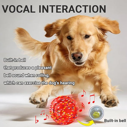 Durable ETPU Dog Toy Ball, 5 Inch Big Dog Balls for Aggressive Chewers - Hollow Design and Textured Gullies/Non-Toxic Bite/Built-in Low-Noise Bell, Dog Chew Toy for Medium/Large Dogs