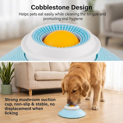 Dog Cat Lick Sphere Slow Feeder for Liquid Food & Peanut Butter,Interactive Licksphere for Dogs Anxiety Relief,Non-Slip Licking Bowl Enrichment Toys to Healthy Diet Food Container for Dog Cats(Yellow)