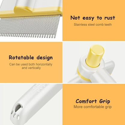 Pet Hair Removal Glove Thickened and Flea Brush,Upgraded Reusable Electrostatic Pet Hair Glove and Self-Cleaning Flea Comb with One-Touch Release,Hair Remover Tool Set for Couch, Carpet and Dogs,Cats
