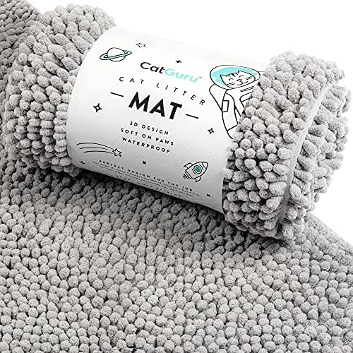 CatGuru Cat Litter Mat, Medium, Extra Large, XXL, Waterproof Litter Box Mat, Non Slip Kitty Litter Mat, Machine Washable Litter Trapping Mat, Soft Litter Tray, Cat Stuff (XL, Gray/Heavy-Duty) by CatGuru