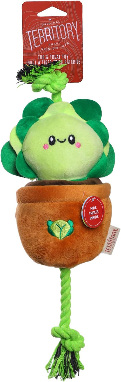 Territory Interactive Play Plush Treat-and-Tug Reward Toy for Dogs, Lettuce