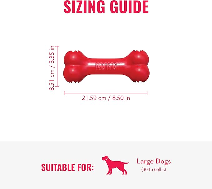 KONG Goodie Bone - Classic Durable Natural Rubber Dog Bone, Supports Mental Engagement - Treat Dispensing - Red - for Large Dogs