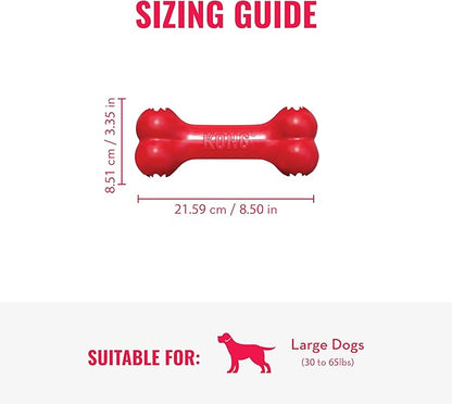 KONG Goodie Bone - Classic Durable Natural Rubber Dog Bone, Supports Mental Engagement - Treat Dispensing - Red - for Large Dogs