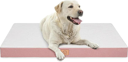Sunheir Orthopedic Dog Beds for Small Dogs, Waterproof Puppy Bed with Removable Washable Cover, Non-Slip Bottom and Egg-Crate Foam, (Pink, 24.0" L x 16.0" W x 3.0" Th)