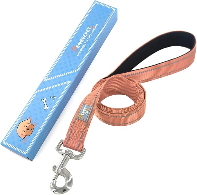 Reflective Dog Leash 6 FT Padded Handle Nylon Dogs Leashes for Large Dogs Coral